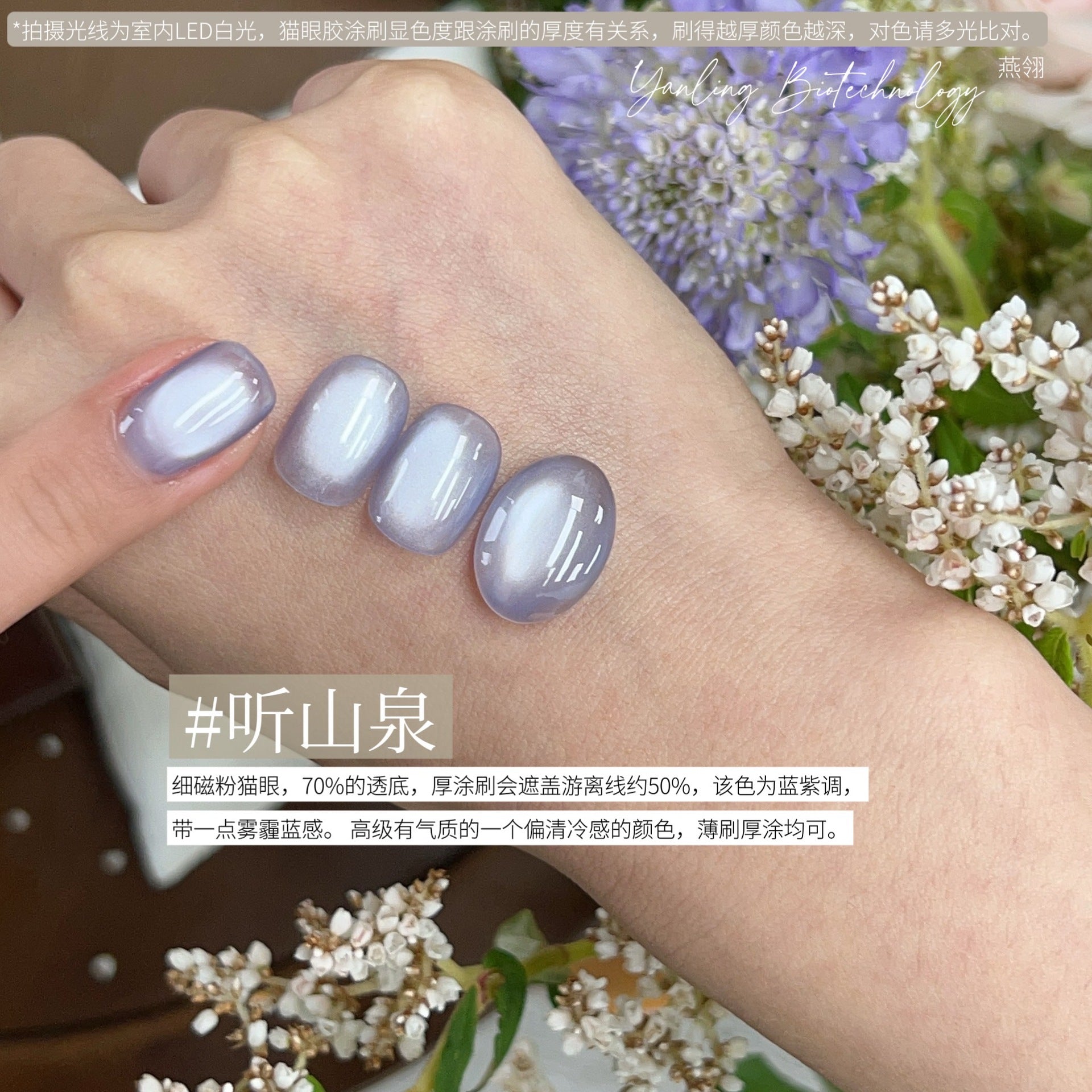 【Yanling / 受注販売(8月中旬前後納期)】Liu Guang Cat Eye Series — Roman Iris Translucent Base Cat Eye, Ultra-Fine Magnetic Powder Cat Eye Gel, Water-Glow Ice-Clear Cat Eye / 流光猫眼系列 / Glass Cat Eye