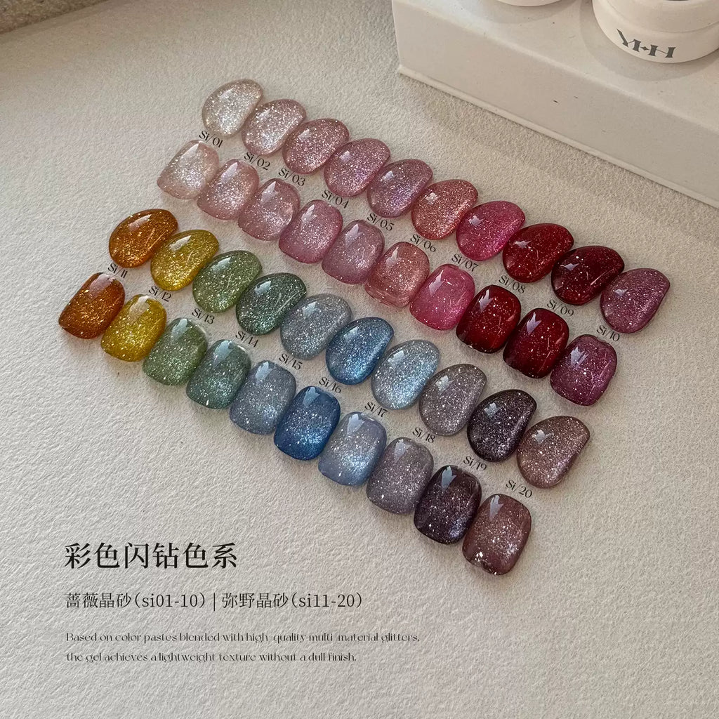 【YHH NAIL / 受注販売(8月中旬前後納期)】YHH Cherry Blossom & Rose & Mino Crystal Sand Series 20-Color Rhinestone Gel Nail Art Jar 5g