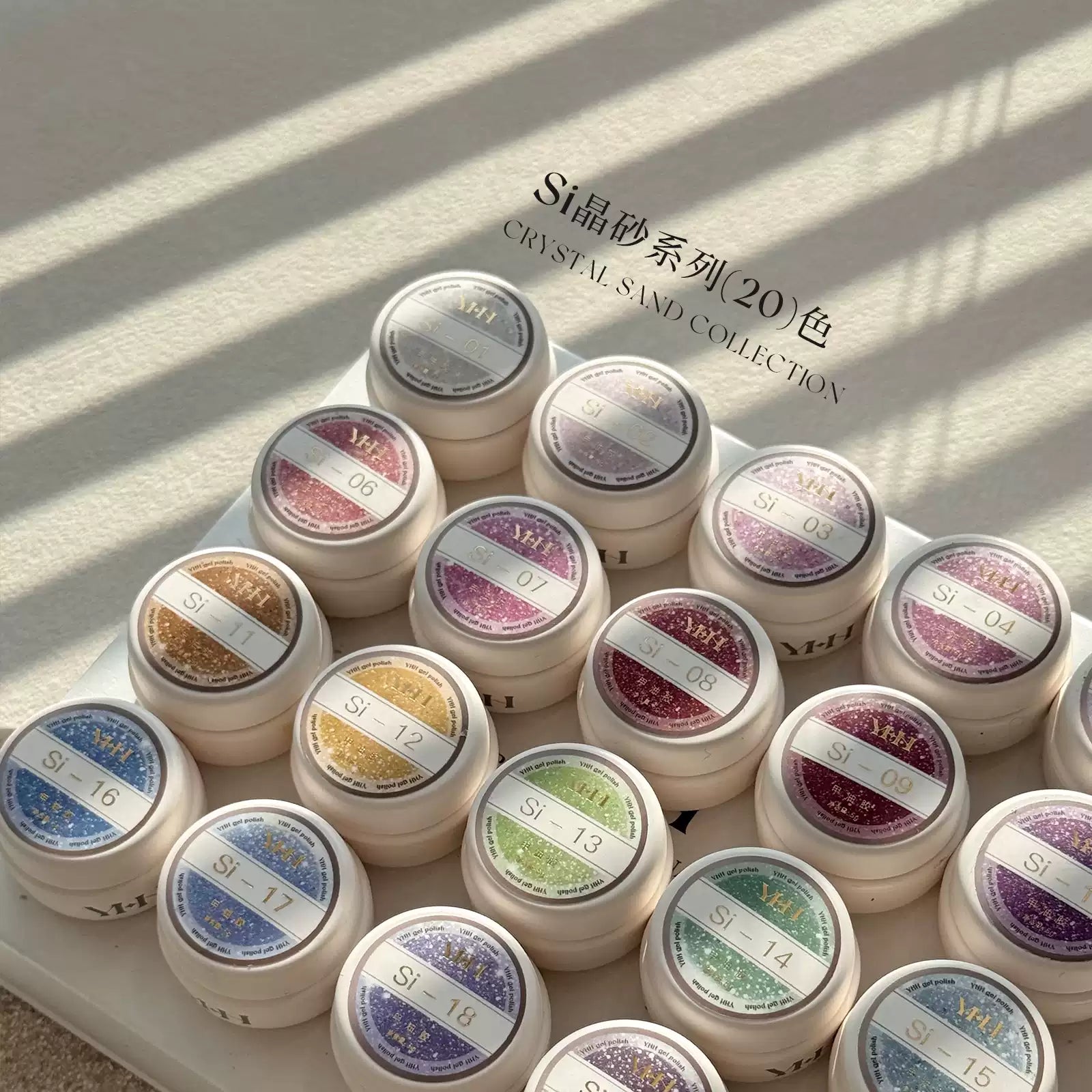 【YHH NAIL / 受注販売(8月中旬前後納期)】YHH Cherry Blossom & Rose & Mino Crystal Sand Series 20-Color Rhinestone Gel Nail Art Jar 5g