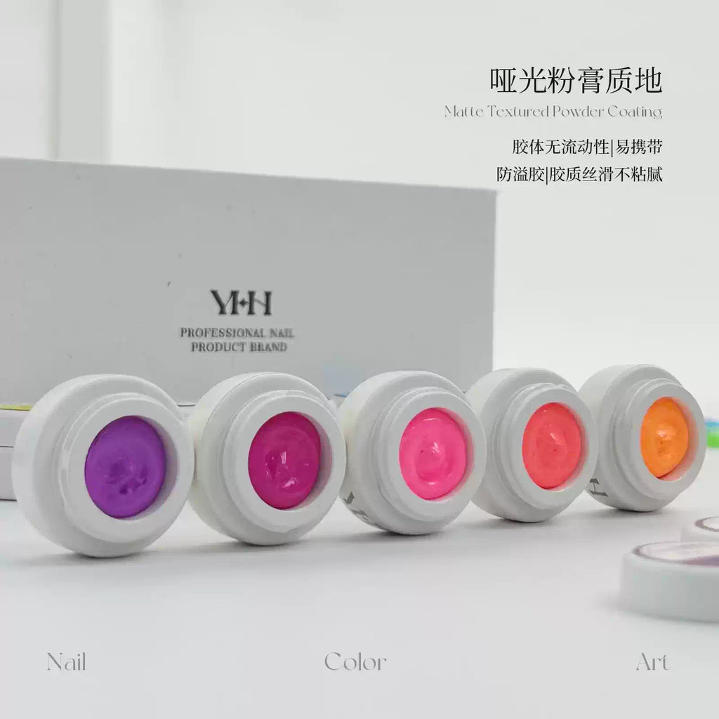 【YHH NAIL / 受注販売(8月中旬前後納期)】YHH Cherry Blossom Fluorescent Gradient Slap Gel, 10 Colors, High Saturation Fluorescent Colors, Matte Cream Texture, 2g/jar